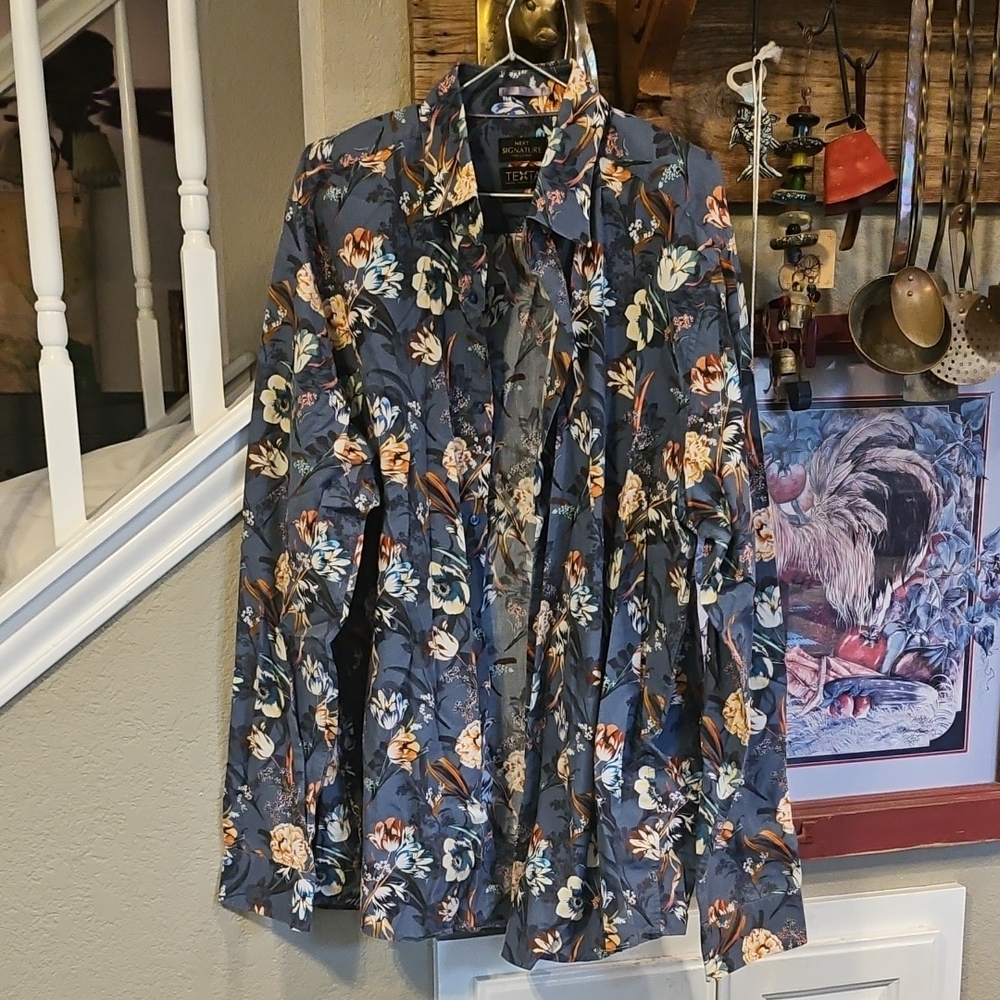 Next Signature 100% Cotton TEXTA Floral Mens Long Sleeve Shirt 3XL